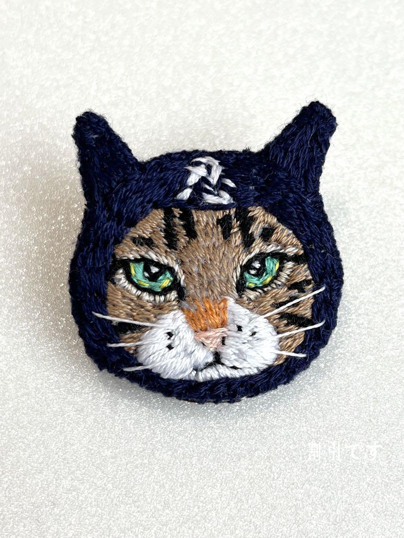 刺繍ブローチ ハンドメイド 猫