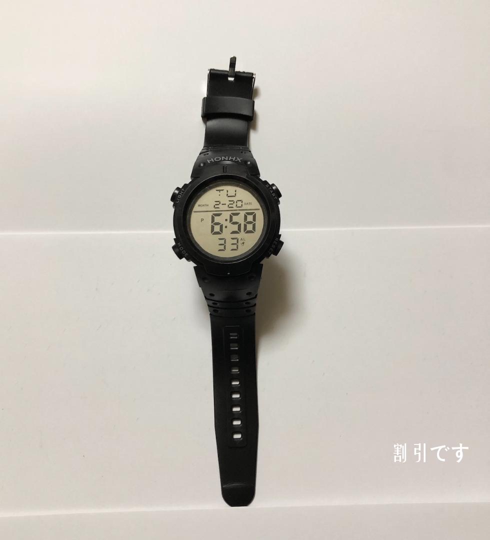 ダイバーズタイプ HONHX アウトドア黒 新品未使用 3気圧防水腕時計 最大56％オフ！ - 時計