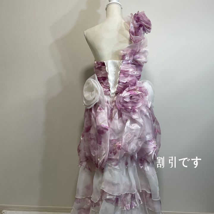 ○結婚式ウェディングドレスローズ薔薇ピンク白可愛い系ロングスカートa13-