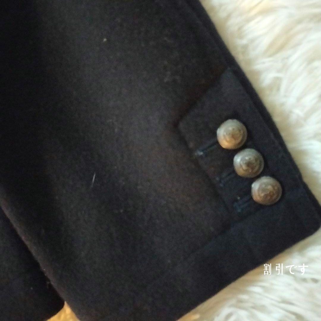 ダヴィットモルソー　ウール素材ピーコート　Pコート　黒ブラック　おしゃれボタン