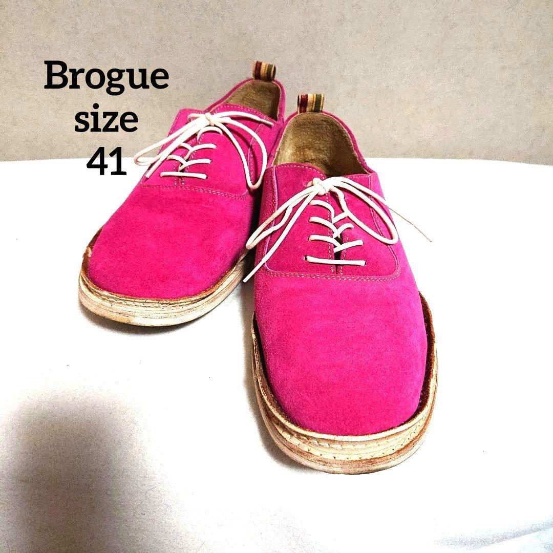 Brogue ピンク オックスフォード シューズ 26cm カジュアル